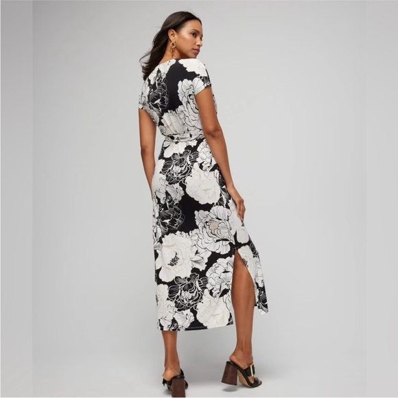 White House Black Market Jasmine Tonal Floral Midi Wrap Dress - Picture 2 of 7